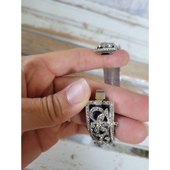 Vintage blue rhinestone bracelet women's small - Picture 4 of 6